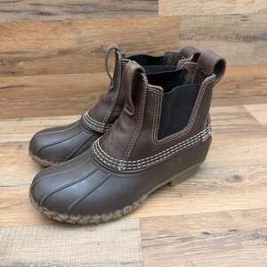 L.L.Bean Bean Boots Chelsea 6" Size 7M Womens Duck Boots Brown Leather Rubber